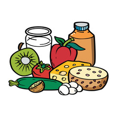 Hand-Drawn Healthy Food Vector Set - Fruits and Vegetables