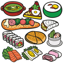 Hand-Drawn Healthy Food Vector Set - Fruits and Vegetables