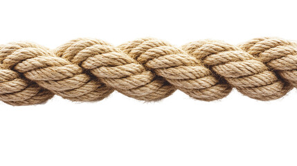Rope isolated on white background, representing a thick, strong cord or line, ideal for crafting, industry, or adventurous outdoor activities.