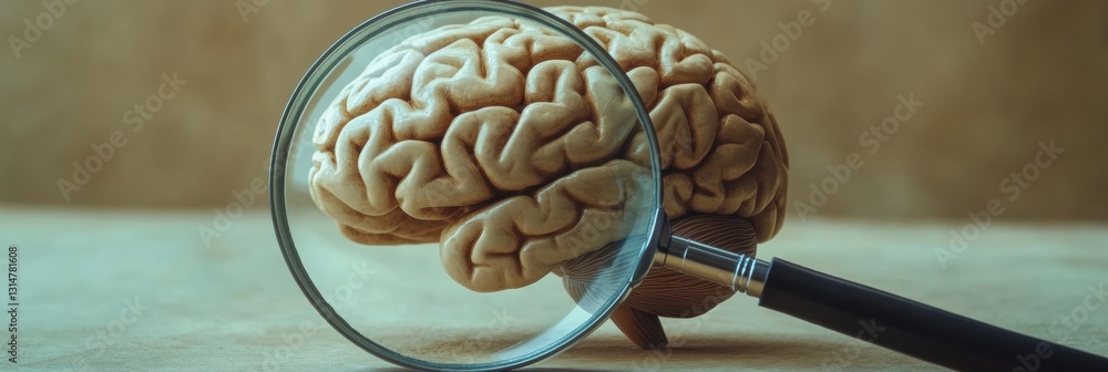 Aufkleber magnifying glass highlighting an ai brain model to symbolize transparency and oversight in artificia