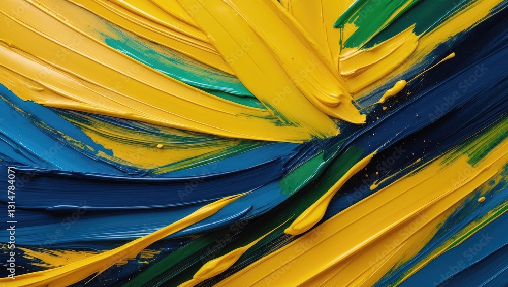 Poster selective focus on paint strokes. colorful abstract backdrop. close-up of blended brush strokes. ban
