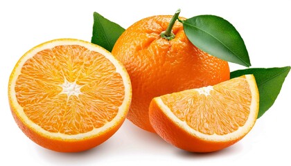 An image of a vibrant orange with green leaves, showcasing its fresh and juicy appeal with a focus on its bright color and natural freshness
