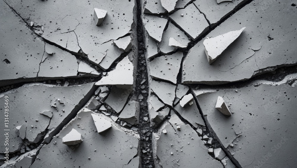 Aufkleber cracked concrete texture background. close-up of a grey surface featuring numerous cracks and shards