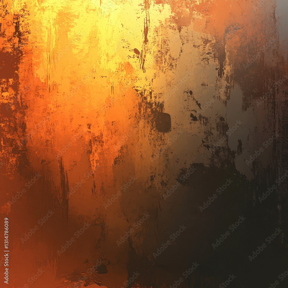Poster abstract painting with shades of orange and brown creating a warm and textured background with artis