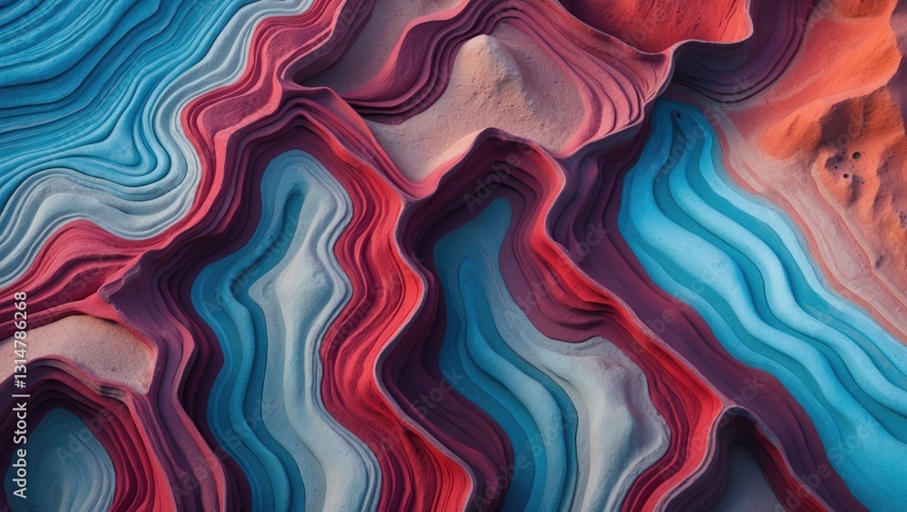 Poster aerial perspective of vibrant multicolored sandstone formations showcasing a stunning array of natur