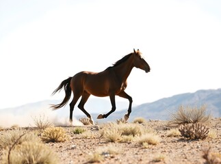 Fototapeta premium Wild Horses Running in the Dessert, Nature related image, Animal wild life image, wild life decoration, ai generated