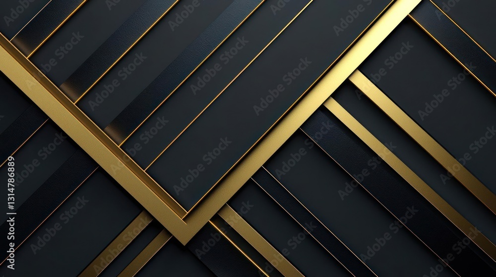 Aufkleber abstract geometric pattern in black and gold with diagonal lines luxury background