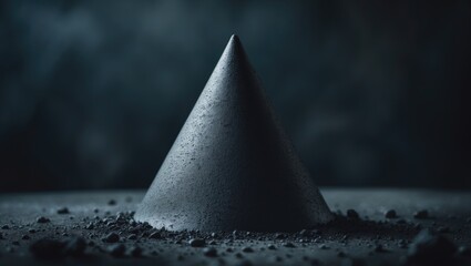 a cone shaped like a triangle set against a dark background