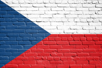 Flag of Czechia painted on the brick wall