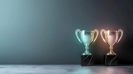 Celebrating achievement award trophies on display modern setting still life photography elegant environment