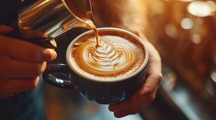 cup of espresso coffee with foam in the shape of a figure
