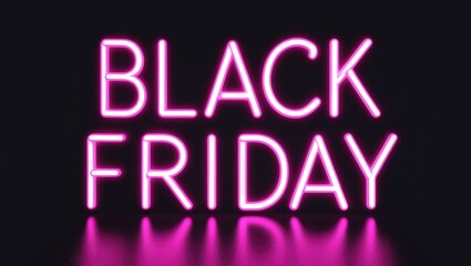 Neon bright glowing "Black Friday" displayed with a fire effect on a dark background. Looping animation. Vibrant animation. Sales promotional concept. 4K video. Animation can be overlaid on.