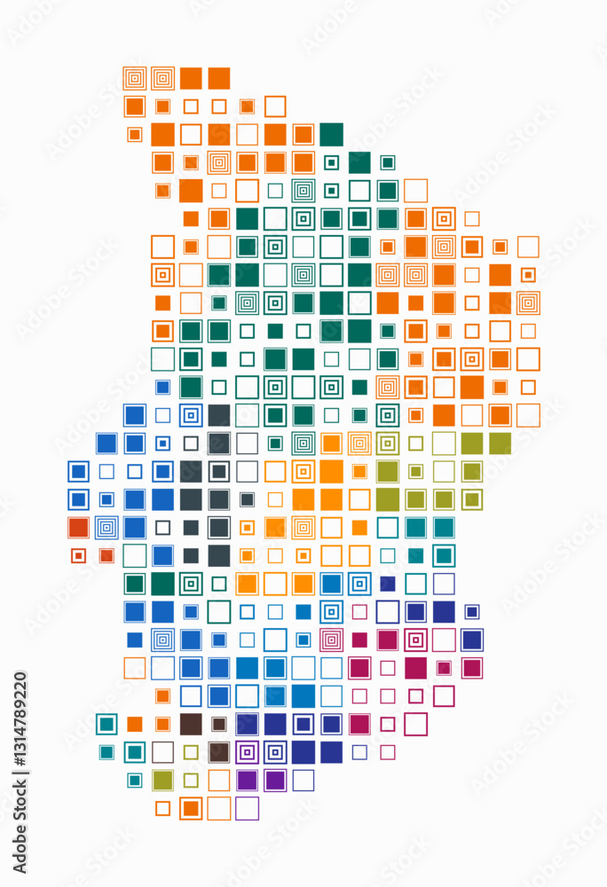 Poster chad, shape of the country build of colored cells. digital style map of the chad on white background