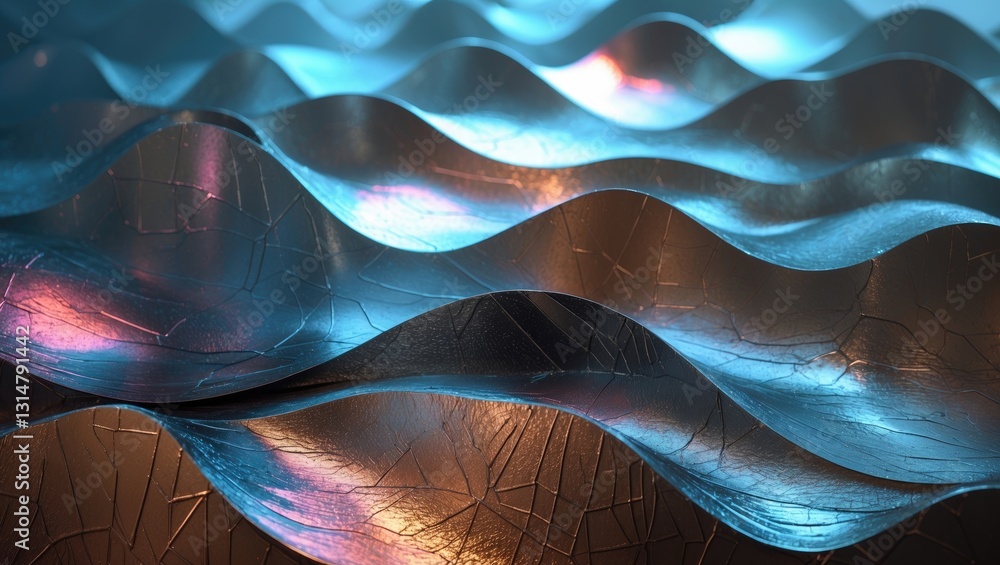 Aufkleber abstract background featuring cube waves with a metallic texture and vibrant colors.