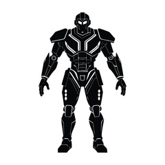 Futuristic Robotic Exosuit Featuring Enhanced Limbs Silhouette