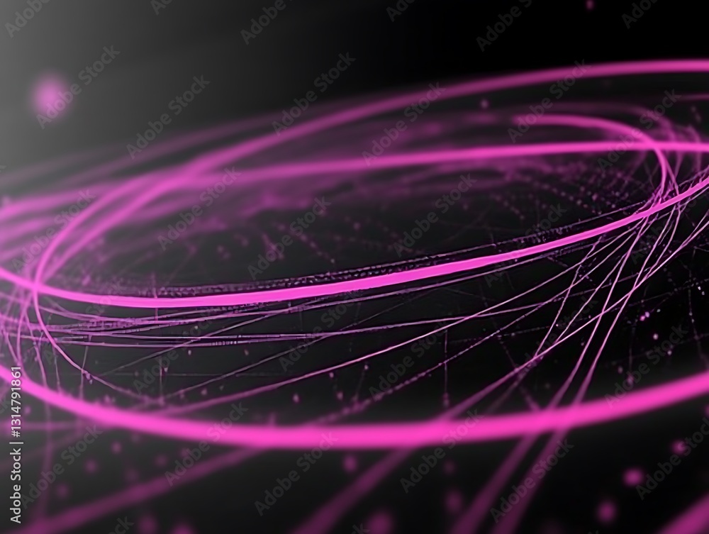Poster dynamic pink flow lines on dark canvas, modern abstract background