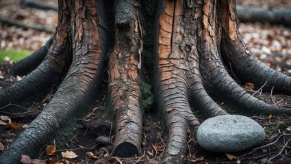 A distinctive texture that results from the weathering of fallen tree remains.