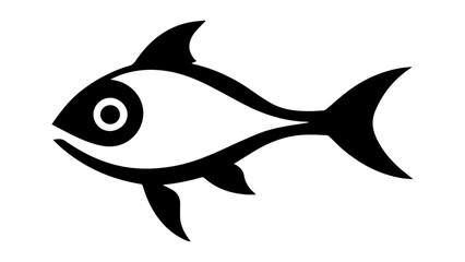 very simple black and white cartoon fish icon illustration 