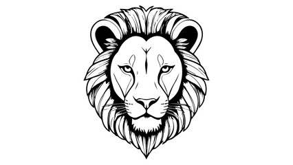 lion head vector black and white illustration