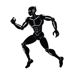 Humanoid Robot Running with Arms Pumping Silhouette