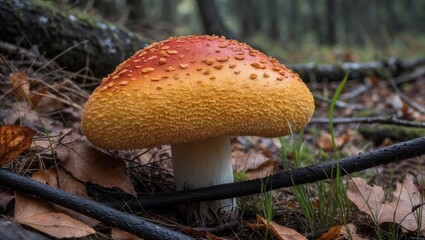 Fototapeta premium Red poisonous Fly Agaric mushroom in the woods