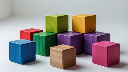 Obraz premium Multicolored wooden game cube.