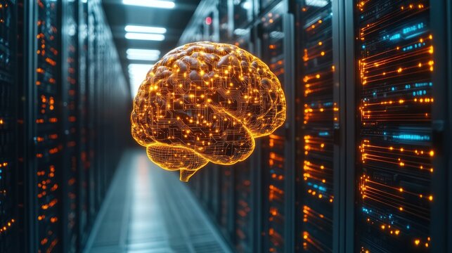 AI brain in server room