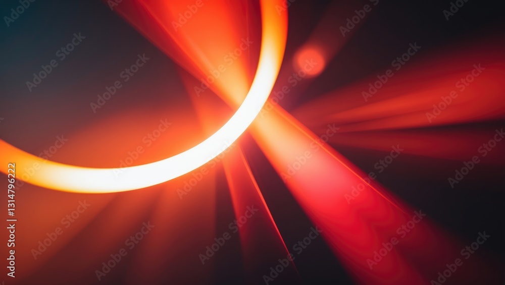 Poster lens flare. defocused radiance. light flecks. sun beams. red orange blurred rays with digital glints