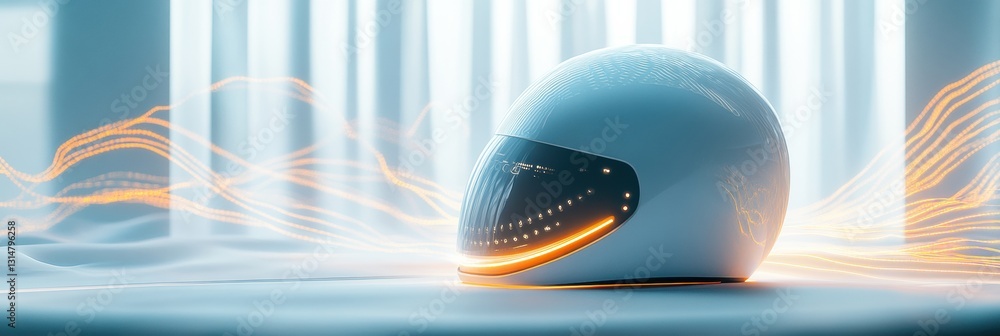 Poster smart neurostimulation helmet promotes hair growth with gentle light and innovative design in a mode