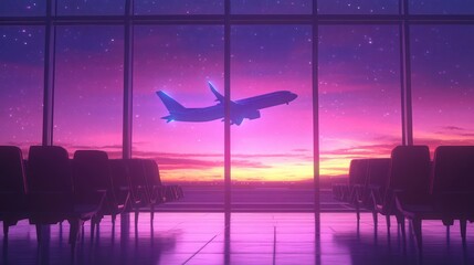 Airport Departure at Sunset