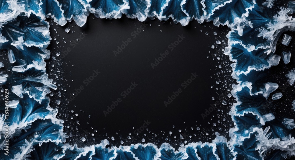 Poster a border featuring a frosty pattern against a black backdrop.