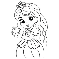 black and white line princess all variant activity. playing football, picking apples, playing music tools, playing badminton. worksheet coloring page