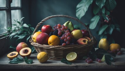 Fruit basket with organic produce.