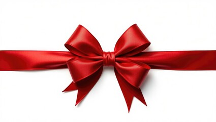 Fototapeta premium Red glitter bow against a white background.