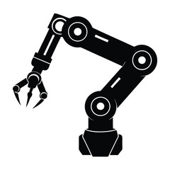 Robotic Arm Reaching Out with Open Claw Silhouette