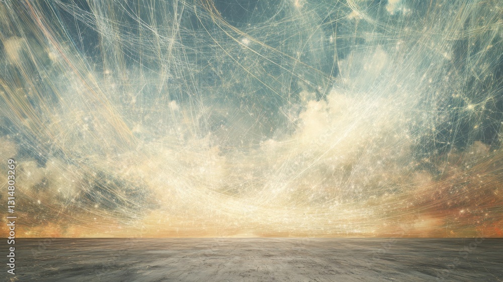 Aufkleber the vast sky is filled with digital light trails that form an intricate network. background wallpape