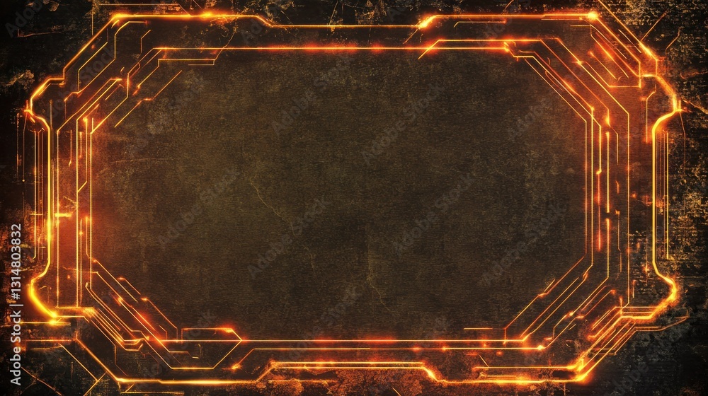 Poster vintage style paper texture with neon glowing circuits perfect background for adding logo or text mo
