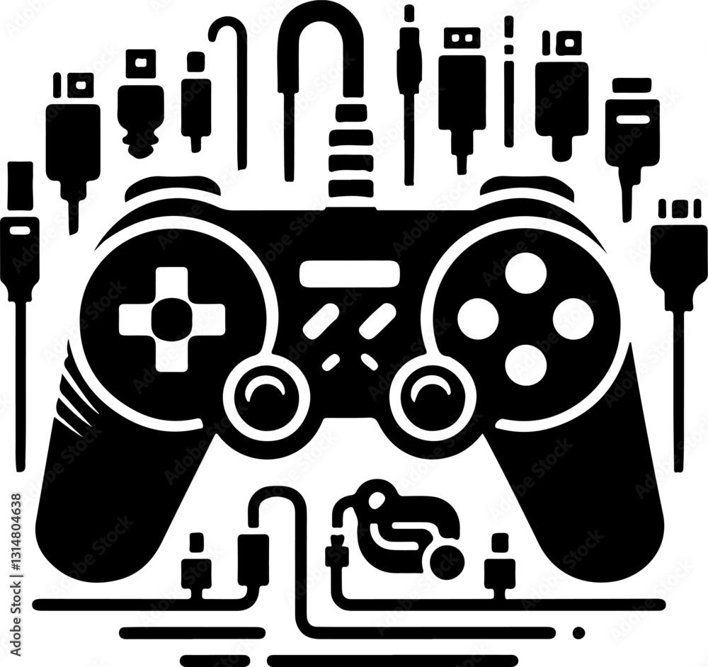 Aufkleber game joystick vector. gamepad new generation of console