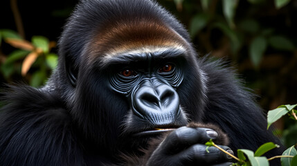 Obraz premium Mountain Gorilla: Silverback in Rwanda, Captured in Intense Moment of African Wildlife Action