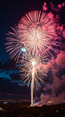 Spectacular Fireworks Display Illuminating the Night Sky with Brilliant Colors