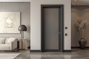 Contemporary entrance graced by chic door in new 2025 color trend.