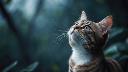 Fototapeta premium Exotic shorthair cats that are cute gazed upwards.