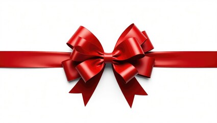 Ribbon bow in red color, isolated against a white background.