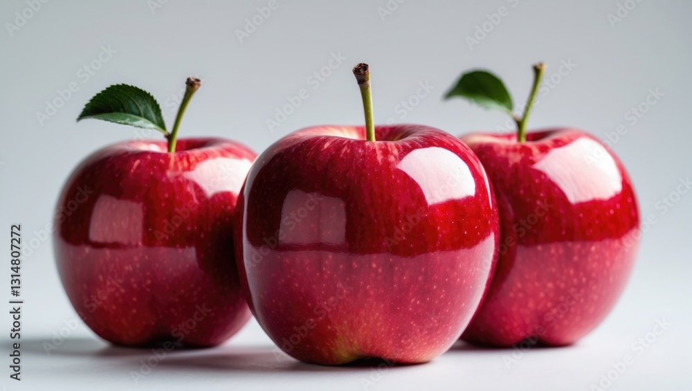 Poster red apple on a white background, isolated with a clipping path and complete depth of field.