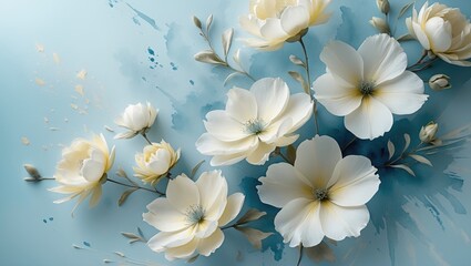 Fototapeta premium Nature-Inspired Scroll Patterns in Watercolor Floral Designs