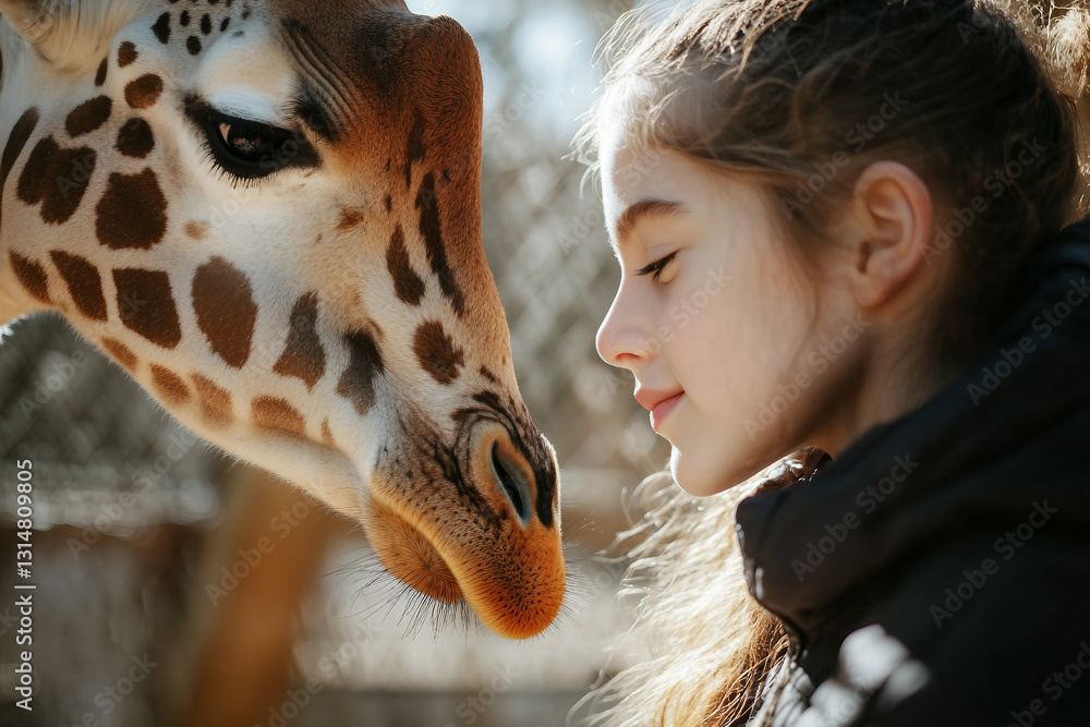 Poster ai generated picture of a person at zoo generative ai