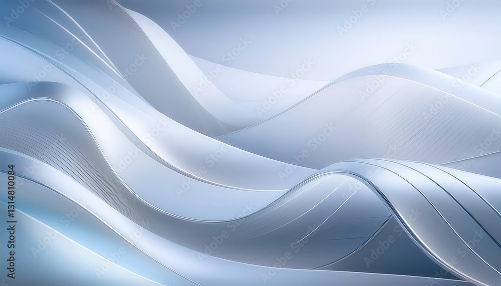 Poster futuristic tech background featuring soft gradients in light blue, gray, and white creating a clean 