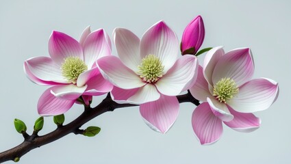 Decoration of pink magnolia flowers.