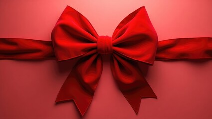 Bright red velvet bow decoration for the holidays, isolated as a red fabric bow or red velvet ribbon bow.