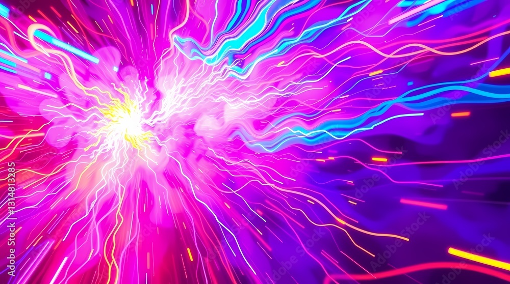 Poster abstract burst of energy: a vibrant display of energetic, flowing lines emanates from a central sour